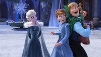 Kristoff cheers up Elsa and Anna