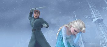 Hans prepares to kill Elsa