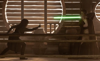 L'assassin Sith Mae Aniseya tue la Maître Jedi Indara dans un duel dans un restaurant de la capitale d'Ueda.