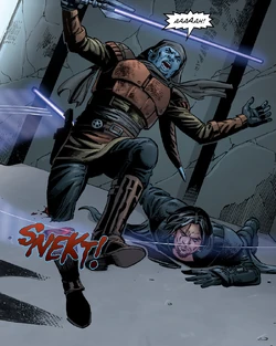 Lok tranchant la jambe de son ancien ami .