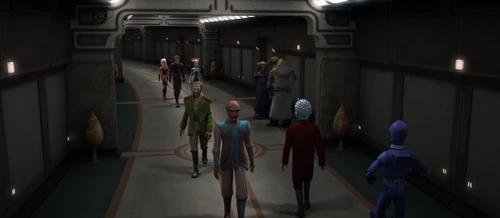 La brève apparition d'Aang dans l'épisode "Héros des deux côtés" de la série Star Wars: The Clone Wars.