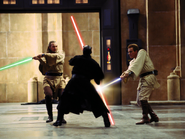 Qui-Gon Jinn et Obi-Wan Kenobi affrontent Dark Maul