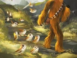 Chewbacca et les Porgs