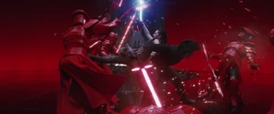 Rey affronte les Gardes Prétoriens après la mort de Snoke.