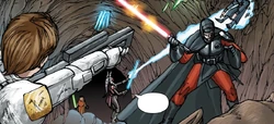 Duel opposant  et  à  dans la Caverne lors de la .