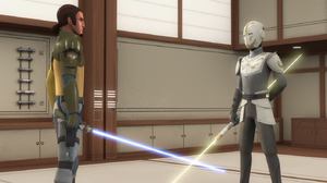 Kanan dans le dojo du Temple Jedi