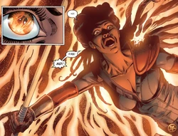 La Ranger Je'daii  manipulée mentalement par Lok qui lui fait croire que son corps est en train de s'enflammer.