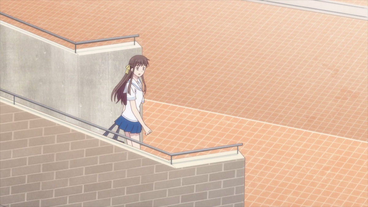 anime falling down stairs