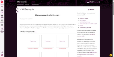 Page d'accueil nouveau wiki