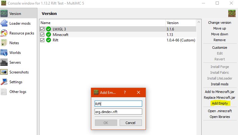 Rift minecraft что это. Add empty for Rift in MultiMC. Rift minecraft что это фото. Rift minecraft что это-Add empty for Rift in MultiMC. картинка Rift minecraft что это. картинка Add empty for Rift in MultiMC