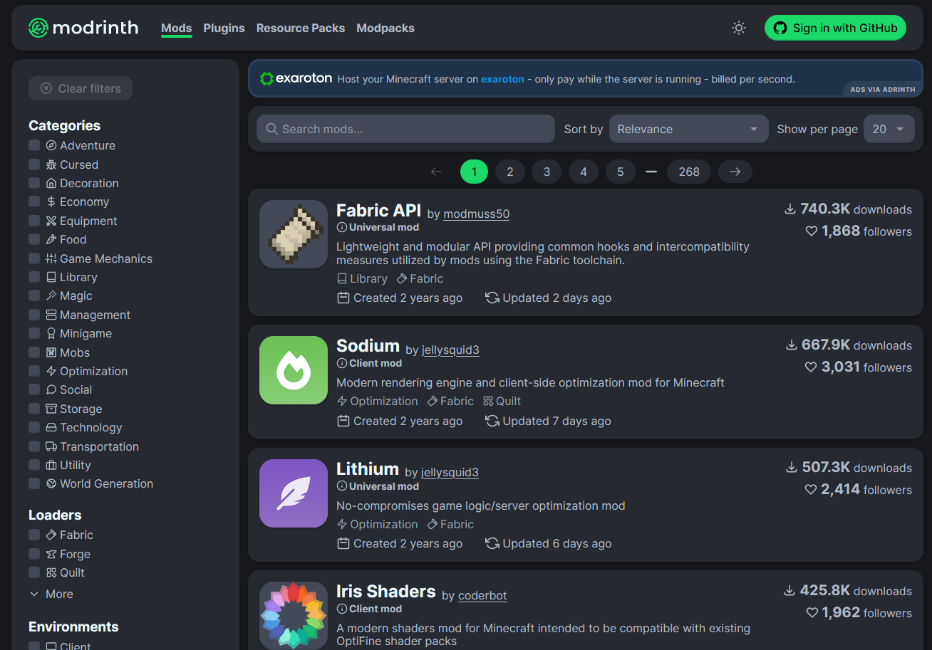 Search modpacks - Modrinth