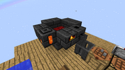A 2x2 smeltery with some molten iron inside