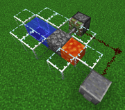 An example contraption (a  generator) using the Iron Rod.