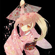 Fumie memakai PP "Hiyoko Saionji"