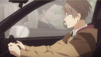 Daisuke and Haru pass each other in their cars