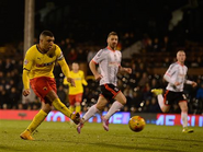 0-5: Deeney completes his hat-trick in injury time after a one-on-one with Király