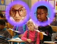 <-- With Steve Urkel in "Stephanie Gets Framed" (1991) -->