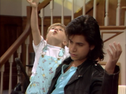 Jodie Sweetin as Stephanie Tanner and John Stamos as Jesse Katsopolis (Jesse Cochran) - Full House,S1 - Our Very First Show