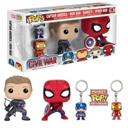 Ejemplo de un 4 pack con 2 figuras de tamaño normal y 2 dos llaveros