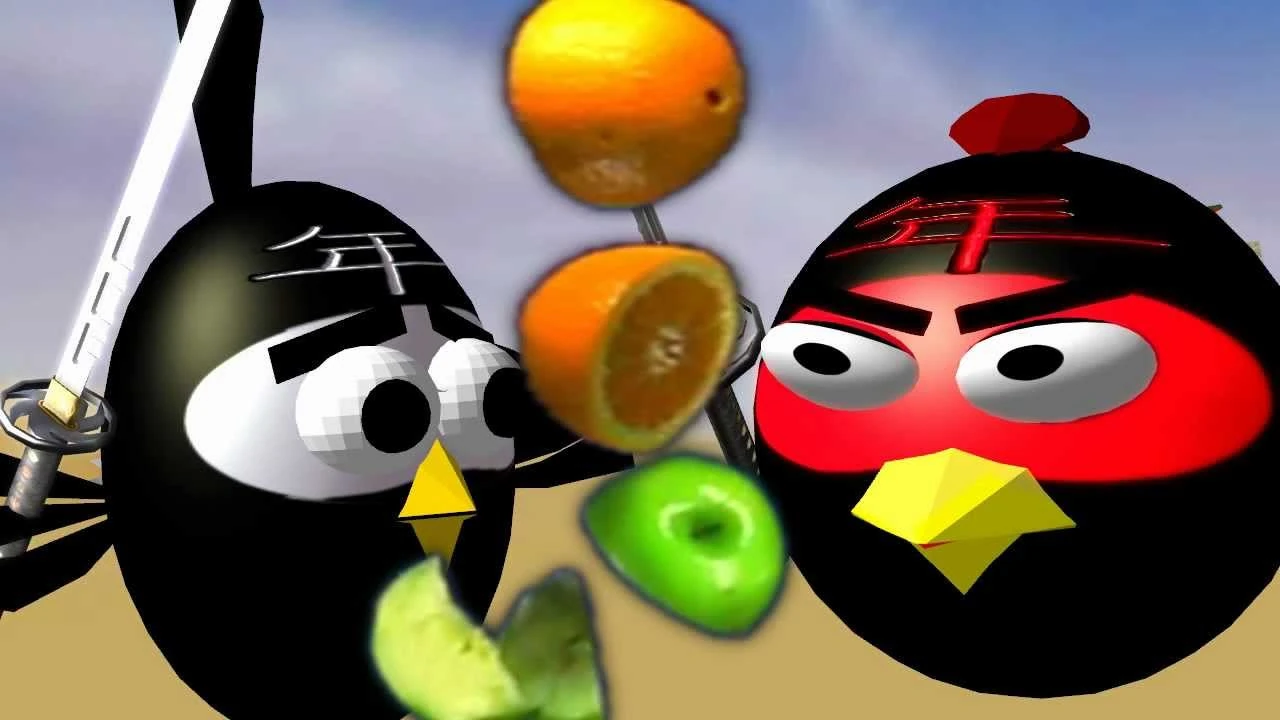 ANGRY BIRDS in FRUIT NINJA ☺ 3D animated spoof ♫ FunVideoTV