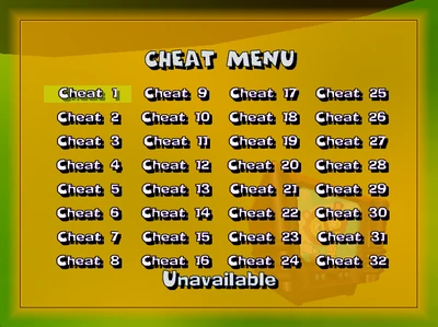 Early cheat menu.