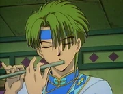 Amiboshi plays his flute at .