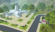 Hero Square contains a monument built to honor the missing heroes. In the final game, this monument will be decorated with holograms.