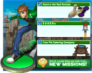 Ben riding a hoverboard on a game update ad, from Cartoon Network Universe: FusionFall.