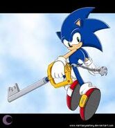 Sonic with his first Keyblade