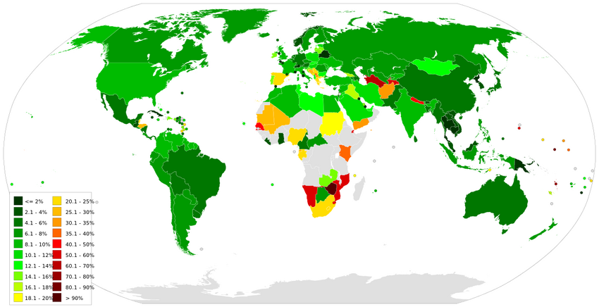 World map of countries by rate of unemployment.svg
