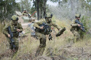 Australian soldiers training in the jungle.