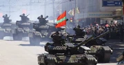 Transnistrian tanks on parade