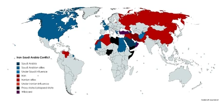 Map of the Iran-Saudi Arabia Conflict