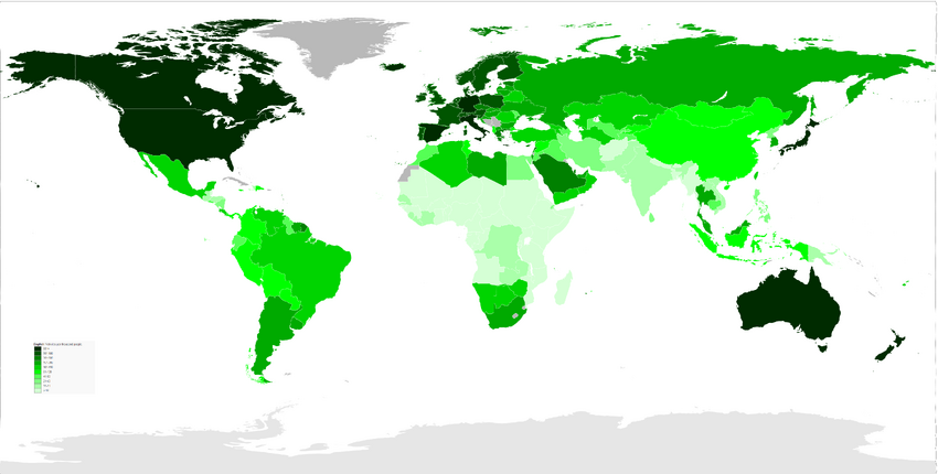 World vehicles per capita