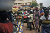 A busy street in central Porto-Novo.