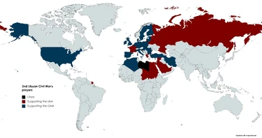 Map of the major players during the Second Libyan Civil War