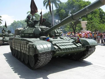 Closeup photo of a Venezuelan tank during a display of force