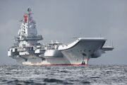 Chinese aircraft carrier in the South China Sea.