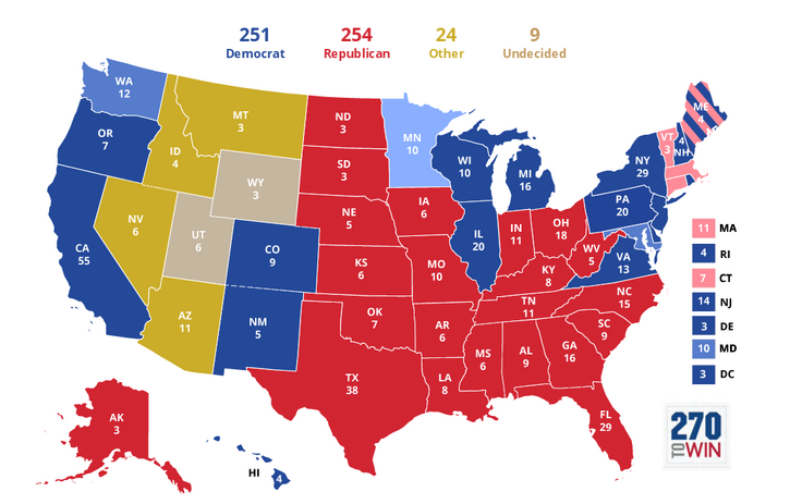 Red = Pence; Blue = Warren; Yellow = Anderson; Lighter Blue = West; Lightest Blue = Ventura; Lightest Red = Stein; Gray = McMullin