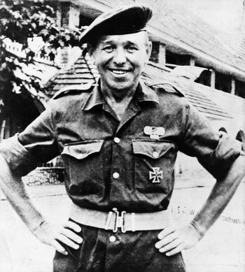 Siegfried Müller, a former Wehrmacht soldier was one of the infamous mercenaries of the many African wars during the Cold War, and in the Congo Crisis, was dubbed "The Laughing Mercenary"