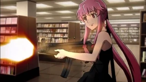 Yuno using a machine gun.