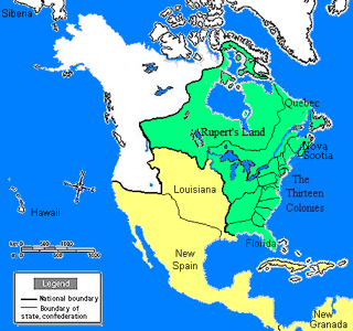 British North America after passage of the Quebec Act, 1774.