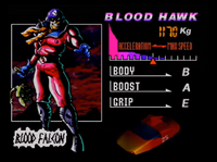 The Blood Hawk's Stat Screen in F-Zero X.