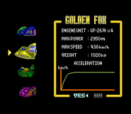 Golden Fox selected in F-Zero.