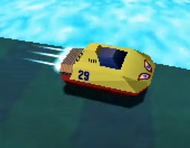 The Crazy Bear's model in F-Zero X, driving near the Slip Zone.