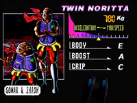Gomar & Shioh's stat screen in F-Zero X.