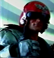 Captain Falcon depicted in a Japanese F-Zero X commercial.