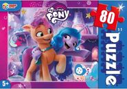 1 80 piece puzzles featuring Izzy Moonbow and Sunny Starscout