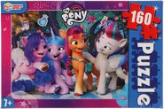 1 160 piece puzzles featuring Izzy Moonbow, Pipp Petals, Sunny Starscout, and Zipp Storm