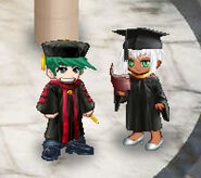 Left - Doctorate Cap & Gown; Right - Masters Cap & Gown